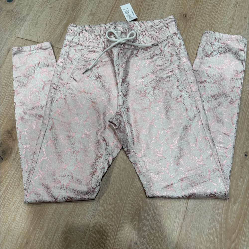 NWT BEVY FLOG Pink Metallic Snake-Print Leggings